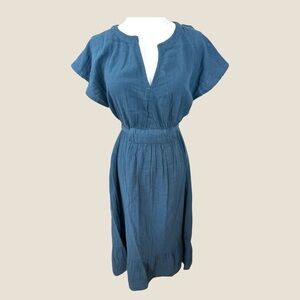 Shore NWT SZ‎ Medium Coastal Blue Guaze cotton belted Midi Dress